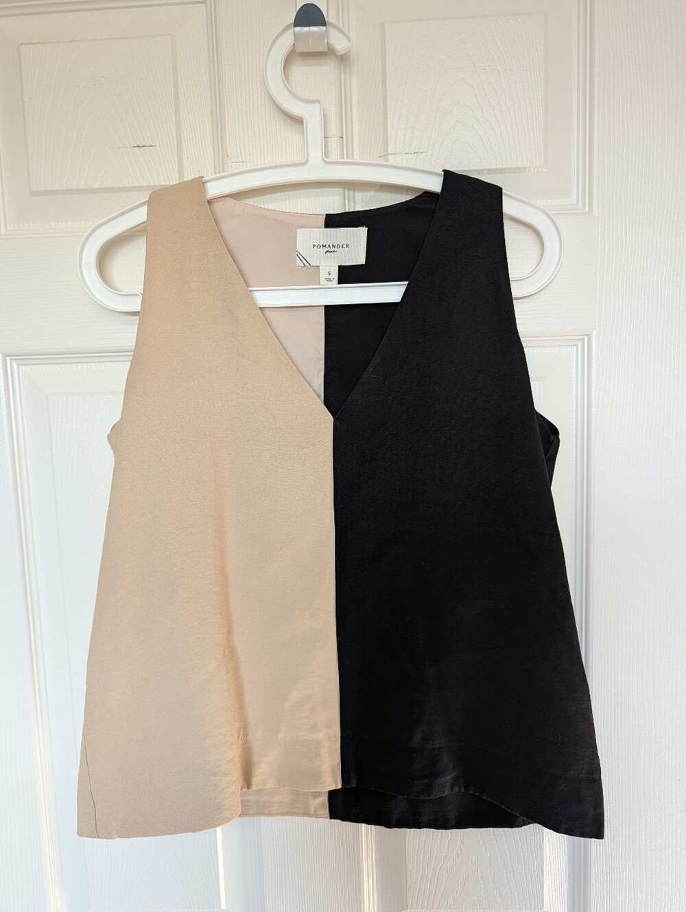 Pomander Place by Tuckernuck Black and Tan Sallie Tank Sz S Sleeveless Blouse